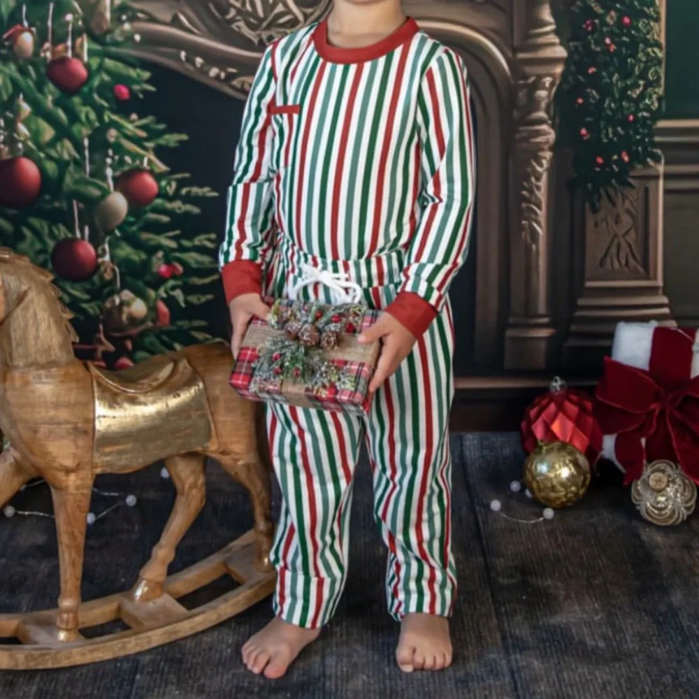Matilda Jane Red and Green Striped Kids Pajamas